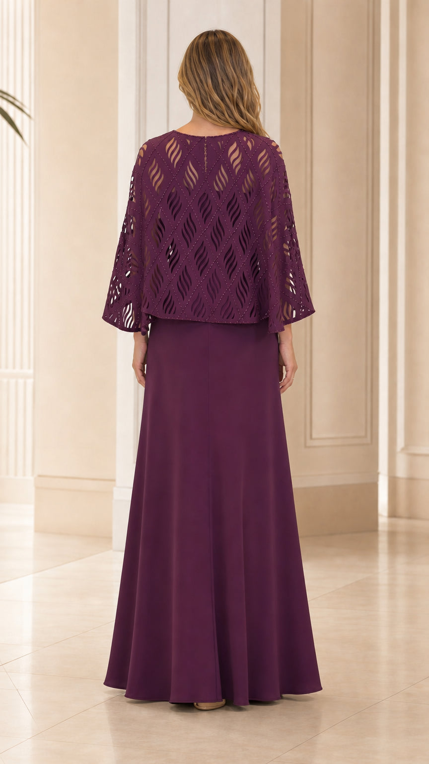 Back view of the plum formal dress